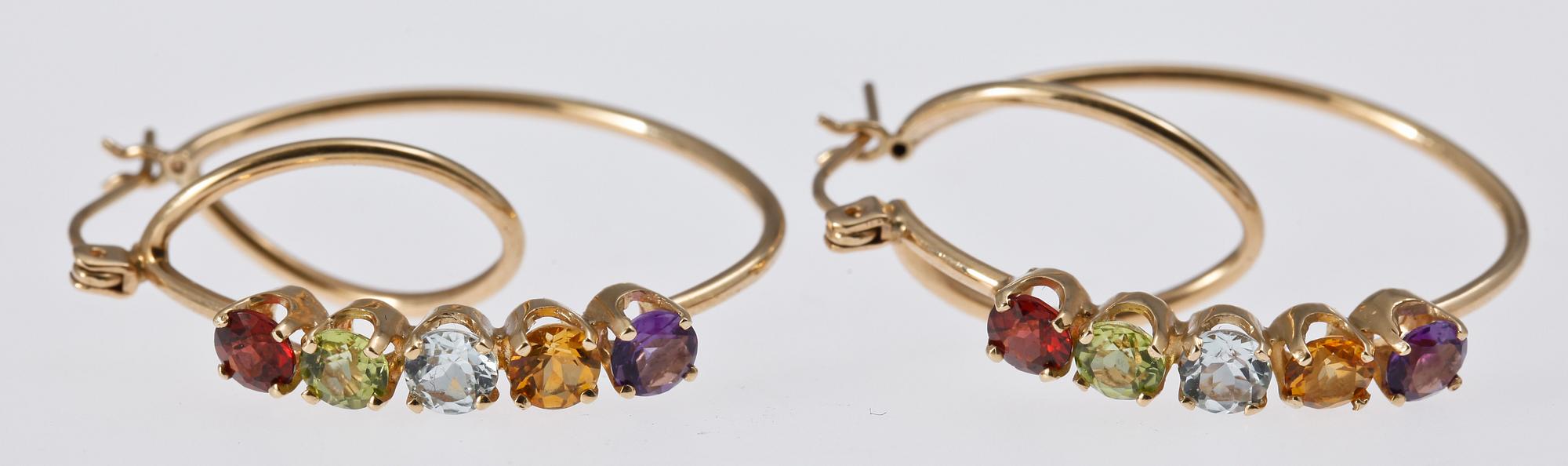 ÖRHÄNGEN, 14 K guld med ametist, citrin, granat, peridot och akvamarin.