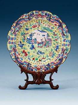 A enamel on copper dish, Qing dynasty 19th Century.