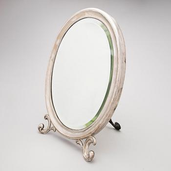 a russian silver table mirror, F Lorie, Moscow 1899-1908.