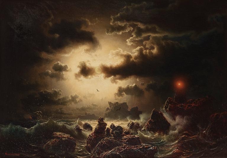 Marcus Larsson, Ship on stormy seas.