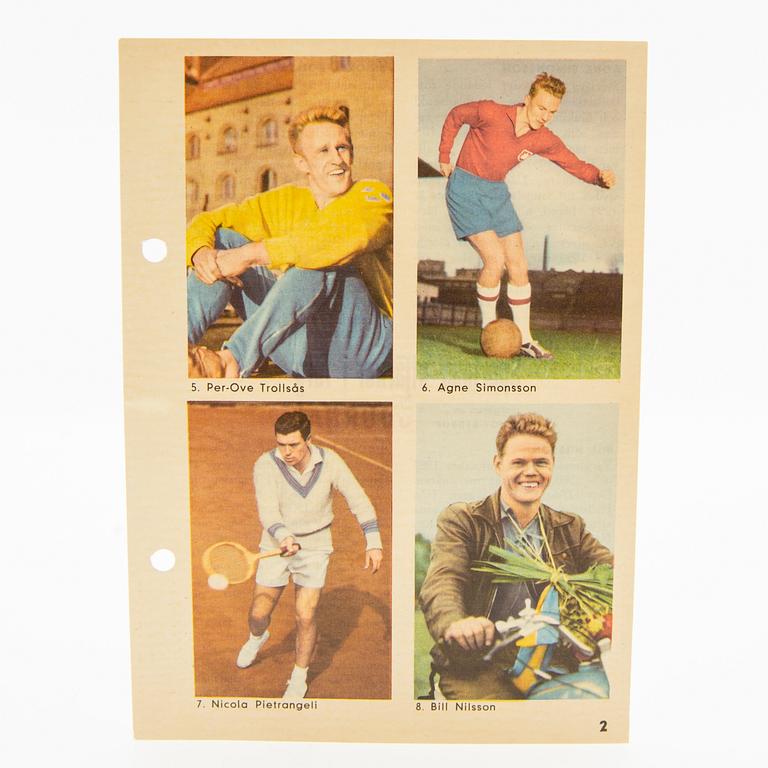 Idolkort, "Sportens stjärnor", bl a Cassius Clay, Nacka Skoglund mfl Hemmets Journal, 1960-tal.
