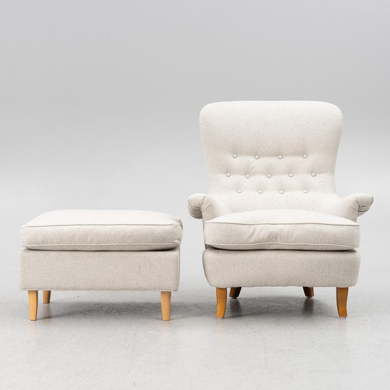 Carl Malmsten, an armchair with footstool, "Solo", second half of the 20th century.