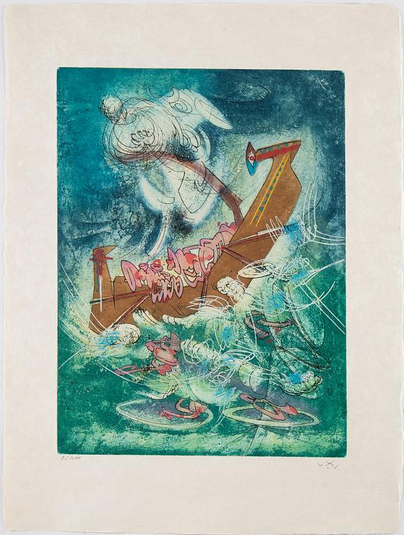 Roberto Matta, mapp med 10 akvatintetsningar, 1975, samtliga signerade med blyerts 25/100,