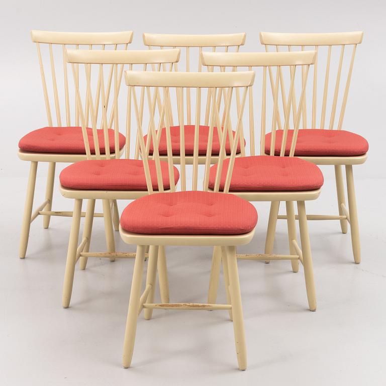 Carl Malmsten, chairs, 6 pcs, "Lilla Åland", mid-20th century.