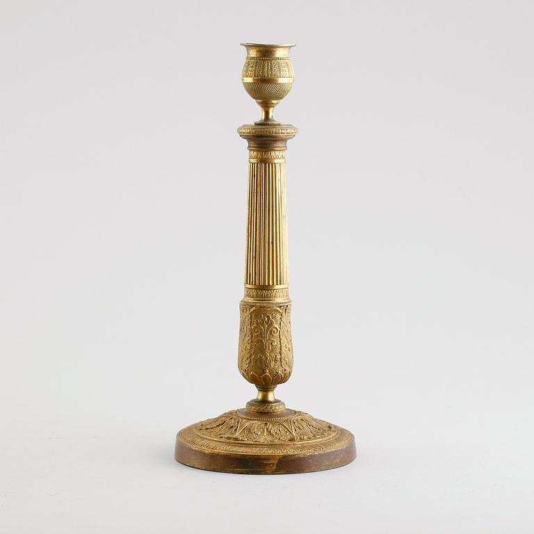 LJUSSTAKE, brännförgylld brons, empire, tidigt 1800-tal.