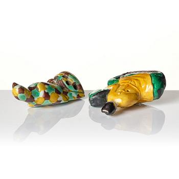 A group of sancai-glazed scholar's objects, Qing dynasty, Kangxi (1662-1722).