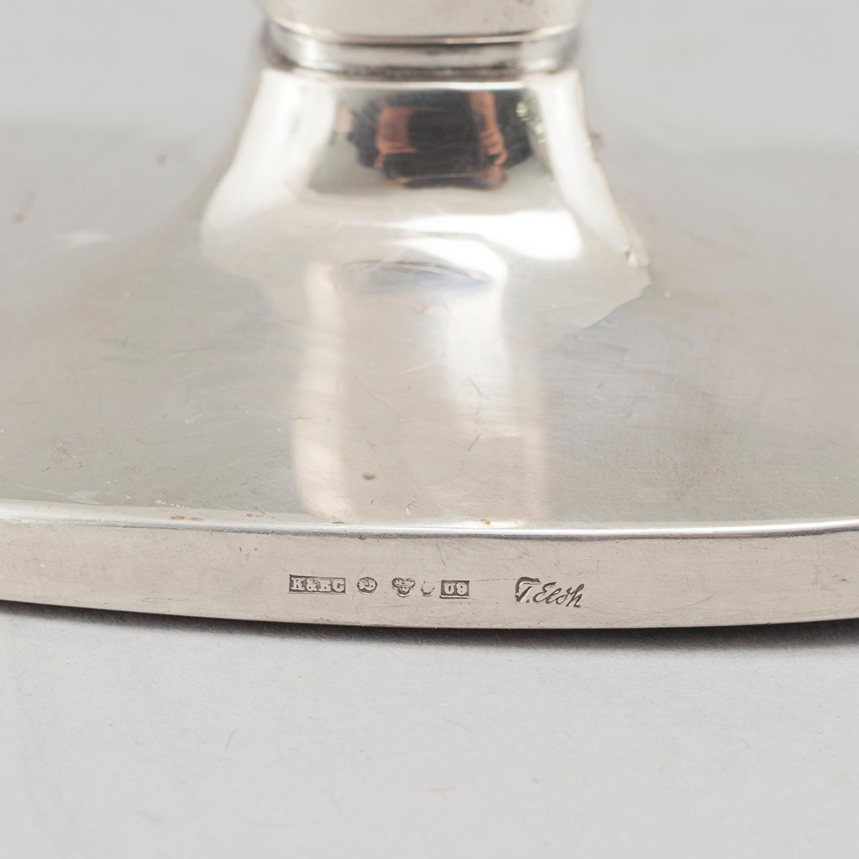TORE ELDH, ljusstakar, ett par, silver, K&Ec, Göteborg, 1970.