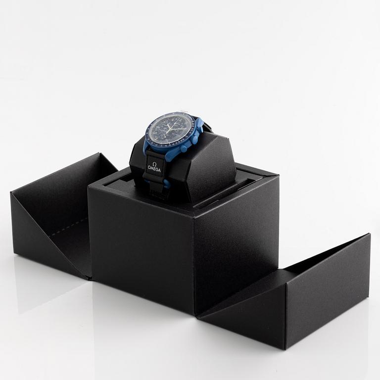 Swatch/Omega, MoonSwatch, Mission to Neptune, kronograf, armbandsur, 42 mm.