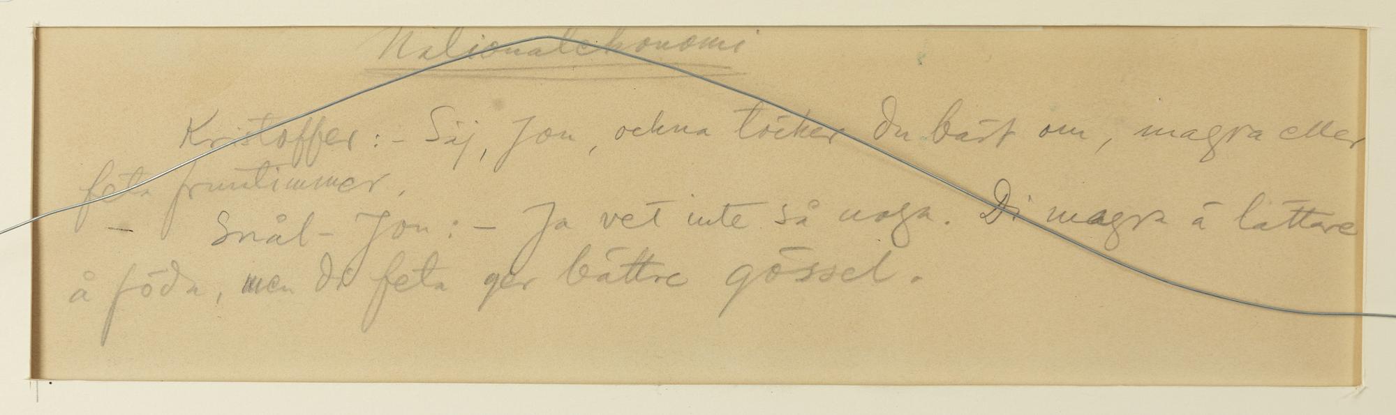 Albert Engström, "Nationalekonomi".