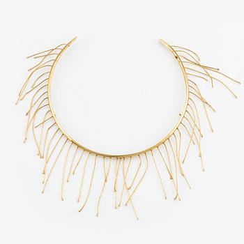Jil Sander, necklace and earrings, gold-tone metal.