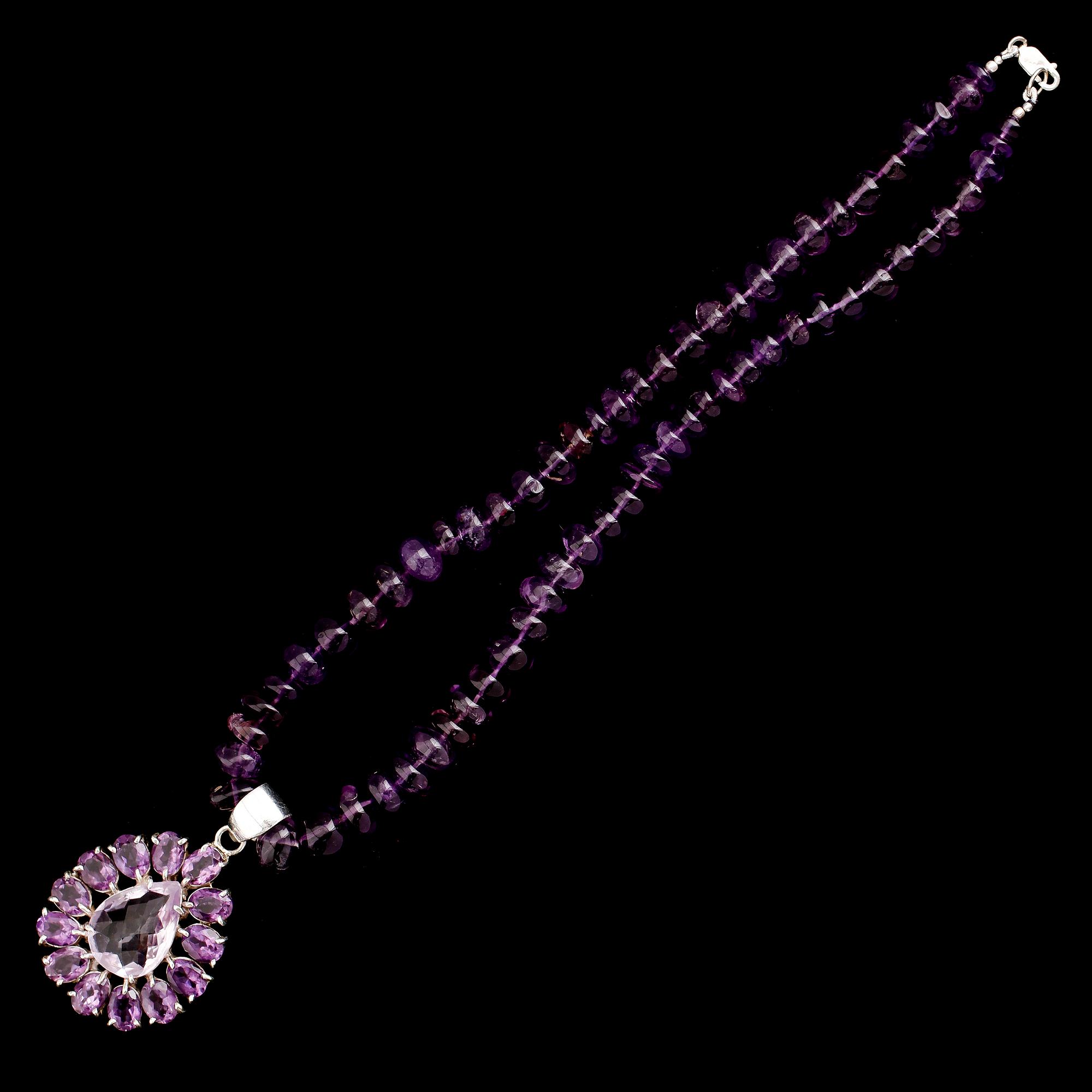 COLLIER, silver och ametister.