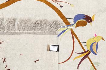 An embroided oriental flat weave carpet, circa 225 x 175 cm.