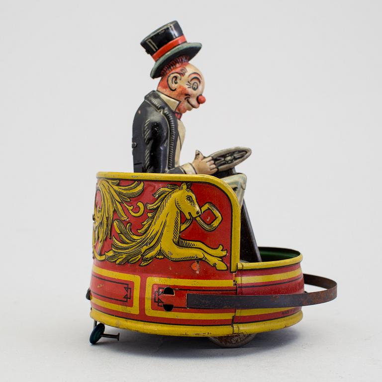 A tinplate Jiggs bumper car by Gebrüder Einfalt / Technofix, Germany, ca 1930.