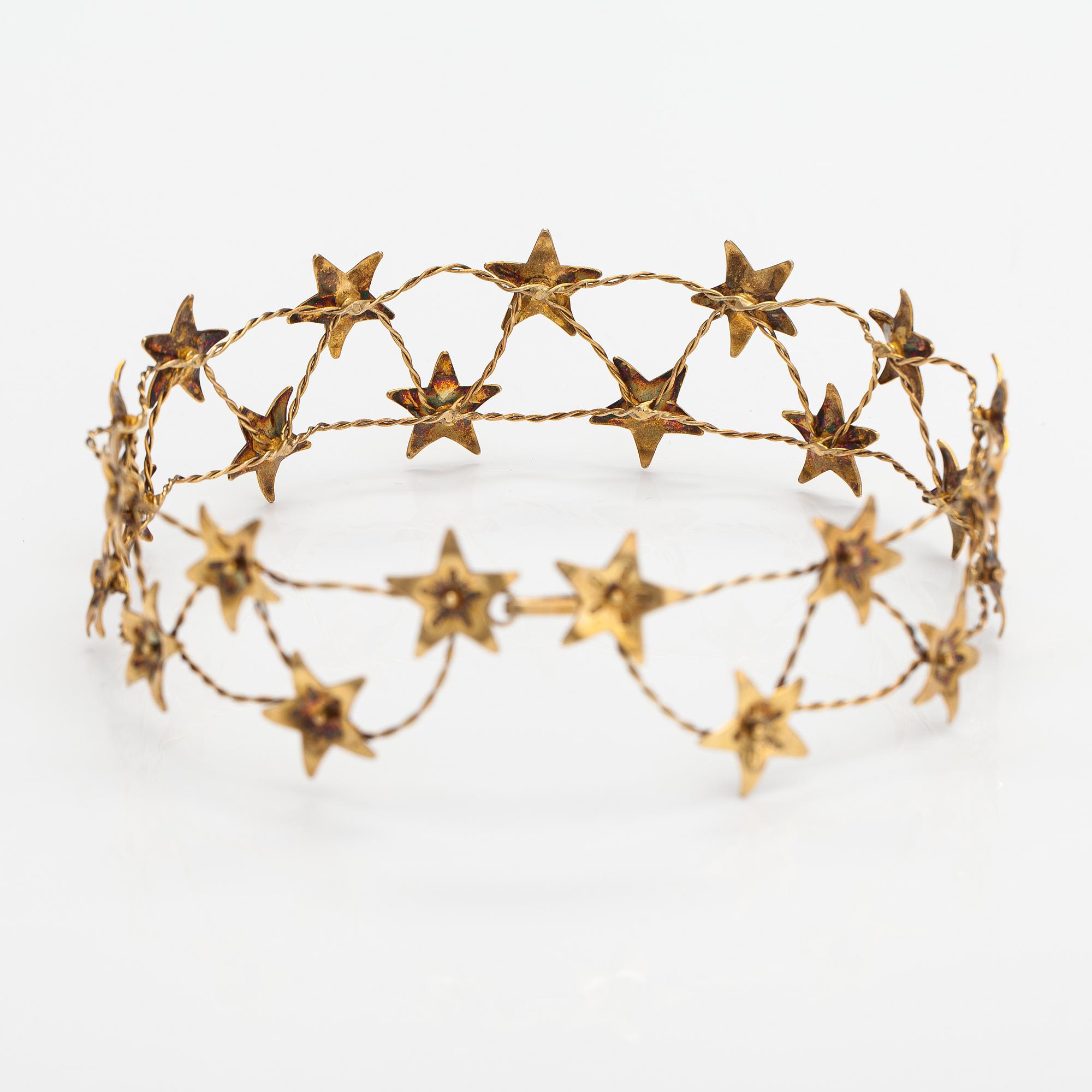 Germund Paaer, A gilded sterling silver wedding crown "Evening jewel". Kalevala Koru, Helsinki 2002.