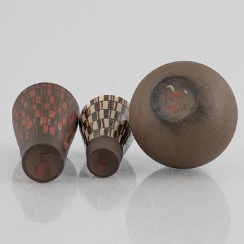 Tom Möller, a set of three stoneware vases, own workshop, Stockholm 1950's/60's.