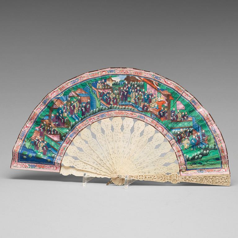 A Chinese fan, Qing dynasty, 19th Century.