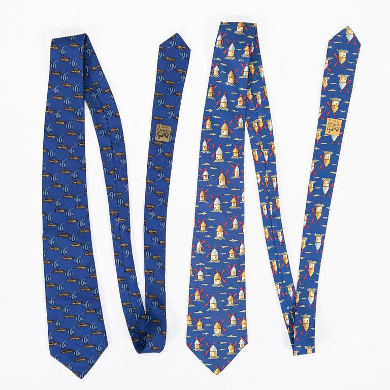 Hermès, four silk ties.