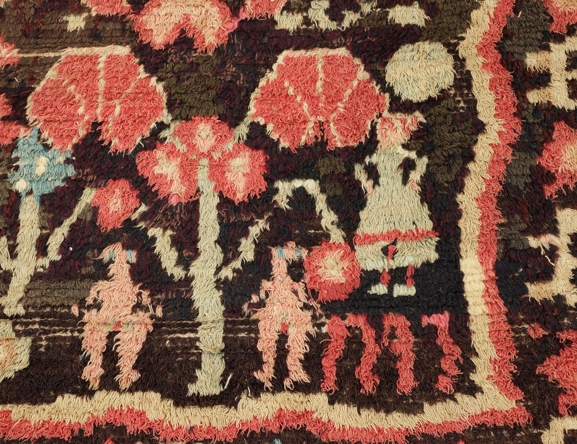 TWO SIDED RYA (knotted pile). Sweden/Finland 1797. 191 x 138,5 cm.