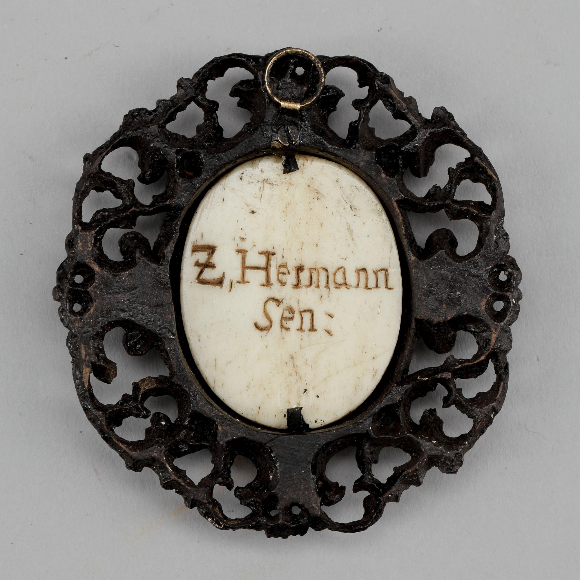 MINIATYR, ben, barock, 1700-tal.