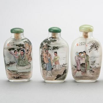 A set of nine Chinese glass snuffbottles, later part of the 20th century.