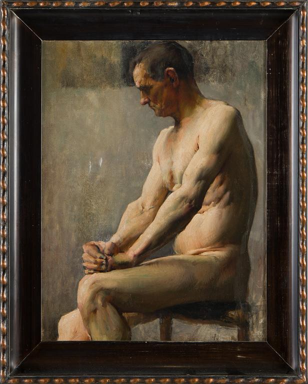 Okänd konstnär, Manlig nakenmodell, 1900-tal.