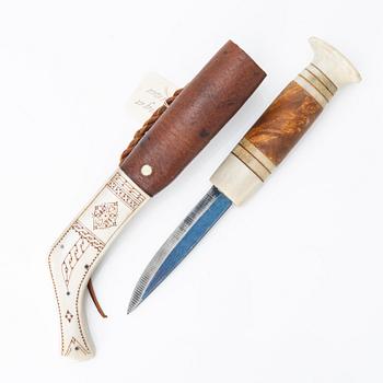 Bengt Olaf Unga, half-horn knife, signed and dated 1977.