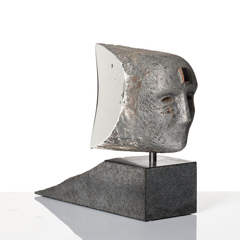 Bertil Vallien, a unique 'Janus' sand cast glass sculpture, Kosta Boda, Sweden.