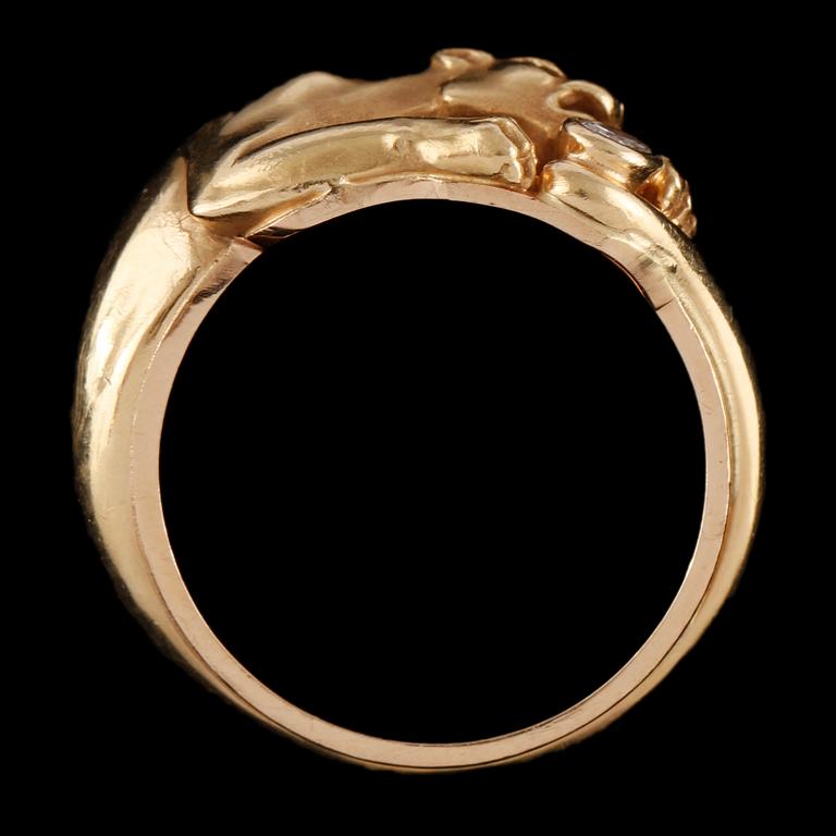 RING, 18k guld med briljantslipad diamant, Carrera y Carrera, Spanien, 2000-tal. Vikt 9 g.