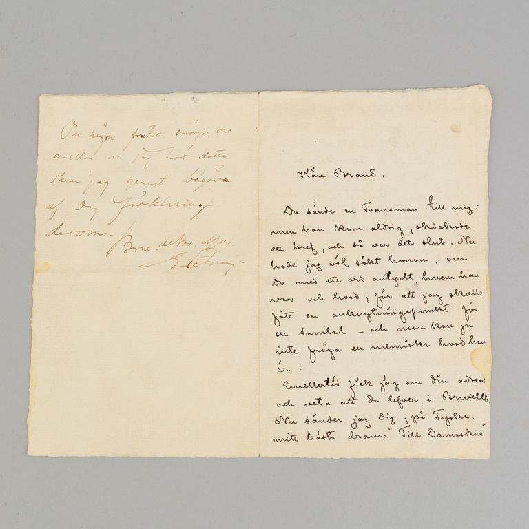 A letter by, August Strindberg dated 1900.