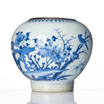 A blue and white jar, Ming dynasty (1368-1644).