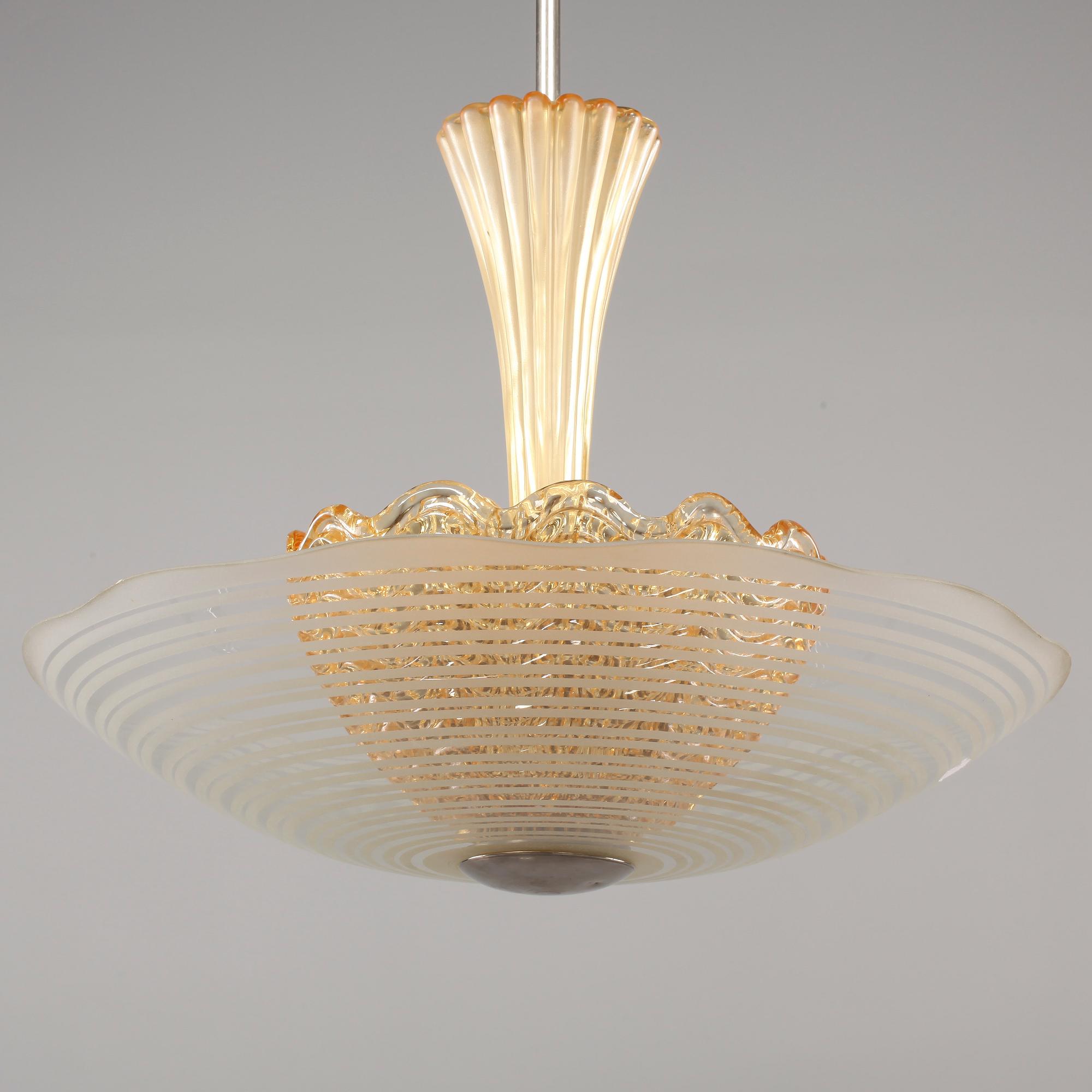 TAKLAMPA, Orrefors, 1900-talets andra hälft. Höjd ca 60 cm.