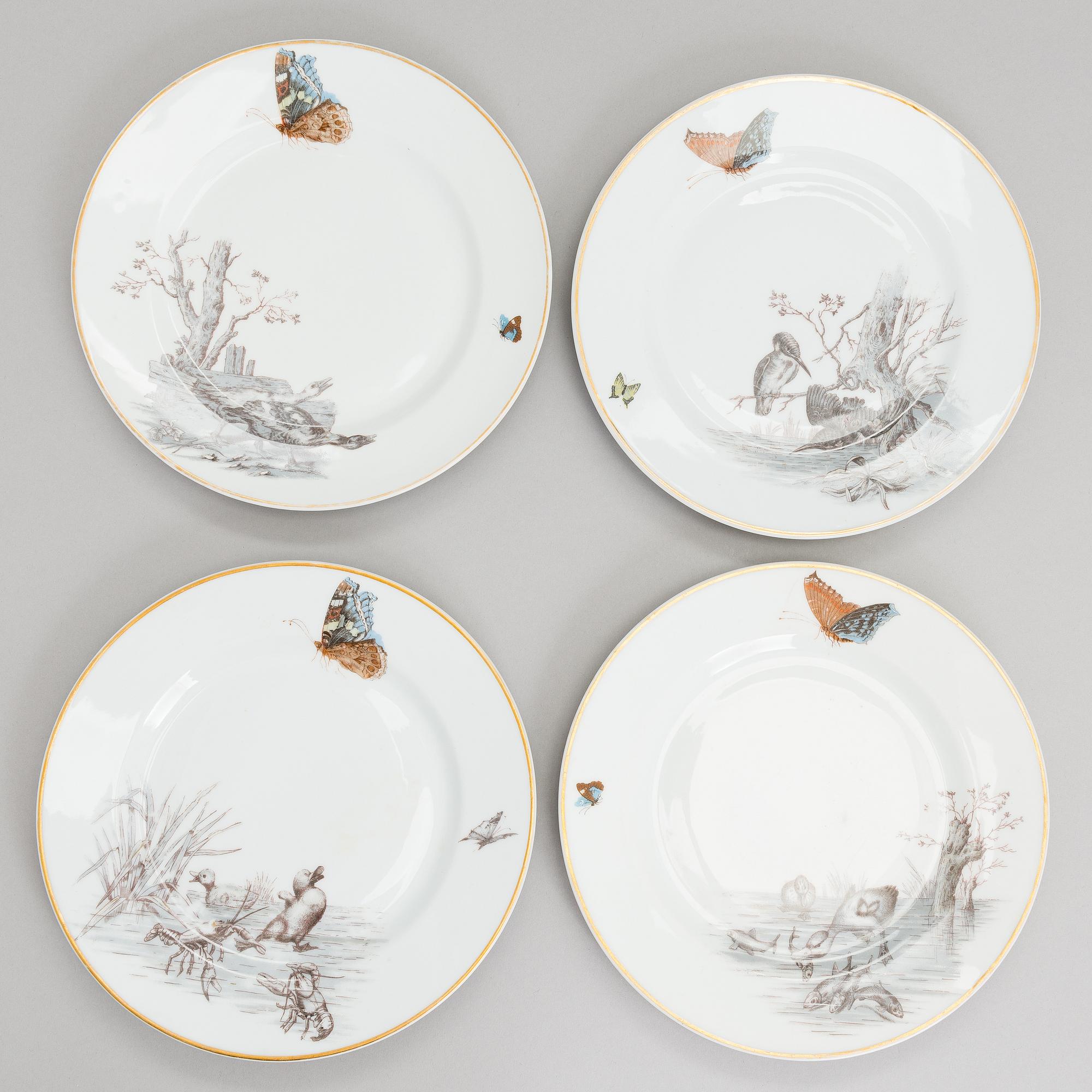 Set of eight Russin porcelain plates for Kornilov Brothers 1884-1917.