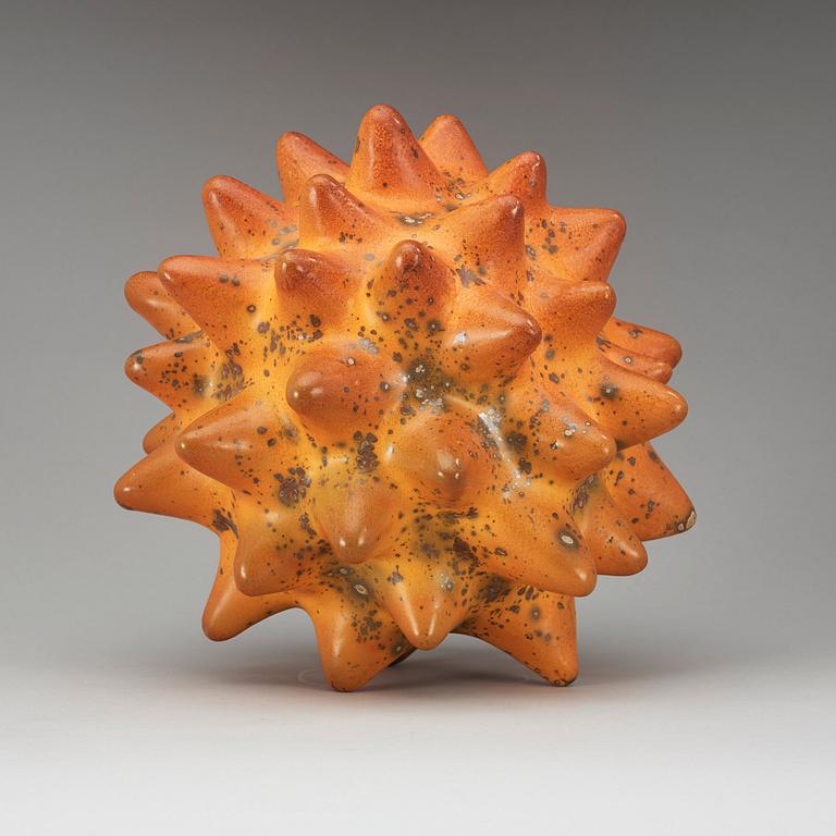 A Hans Hedberg faience sculpture of a sea urchin, Biot, France.