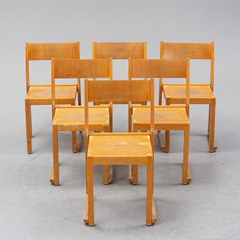 Six birch chairs by Sven Markelius, mid 20th Century.
