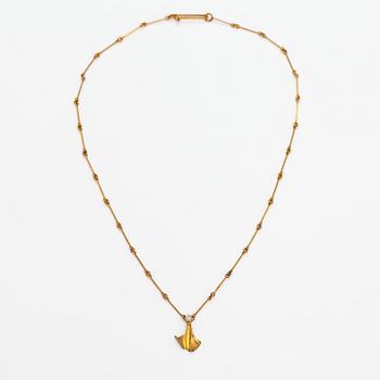 Björn Weckström, An 18K gold necklace "Hermonie" with a diamond ca. 0.02 ct. Lapponia 1979.