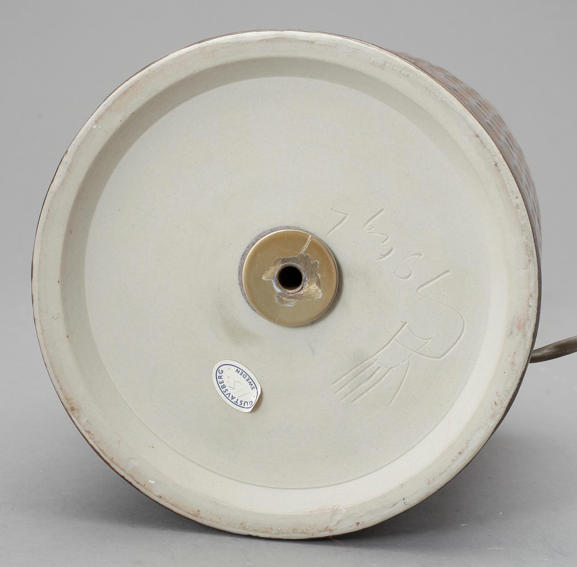 BORDSLAMPA, stengods, Stig Lindberg, Gustavsbergs studio, 1900-talets andra hälft.