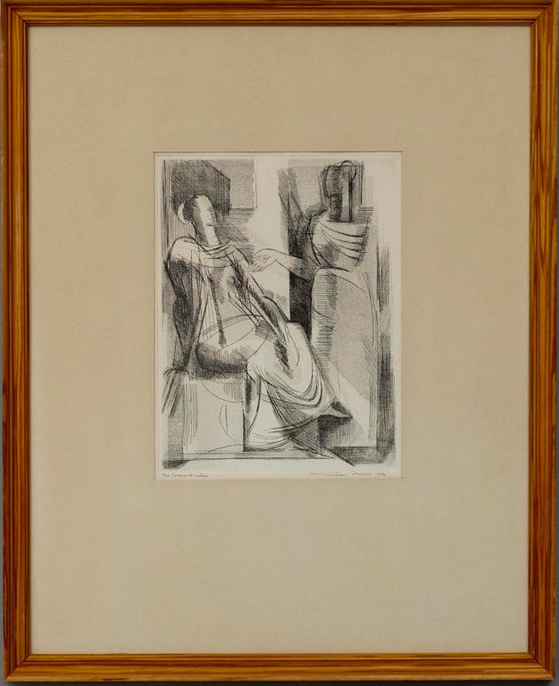 TUULIKKI PIETILÄ, etsaus, sign. ja päiv. 1952, nro 9/20 t preuve d'artiste.