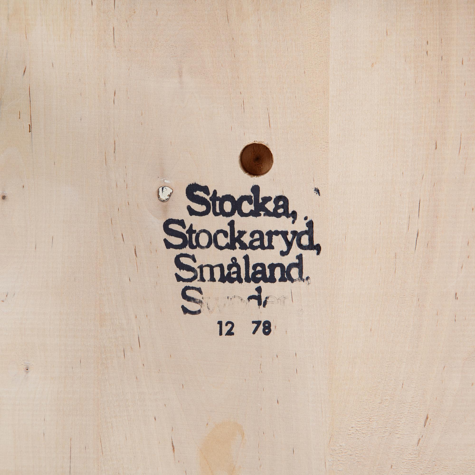 Stolar 4 st, Stocka, Stockaryd, daterade 1978.