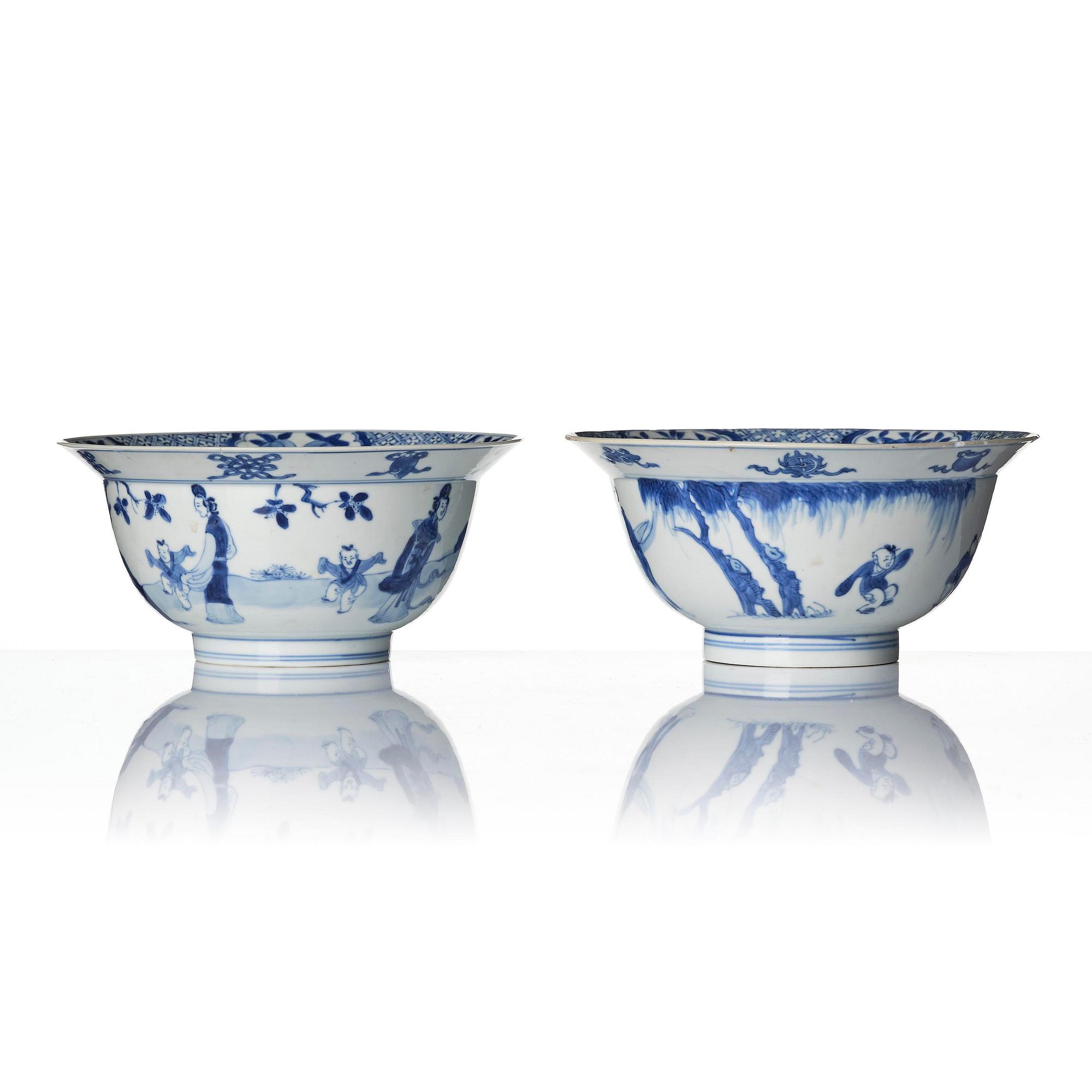Skålar, ett par, porslin. Qingdynastin, Kangxi (1662-1722).