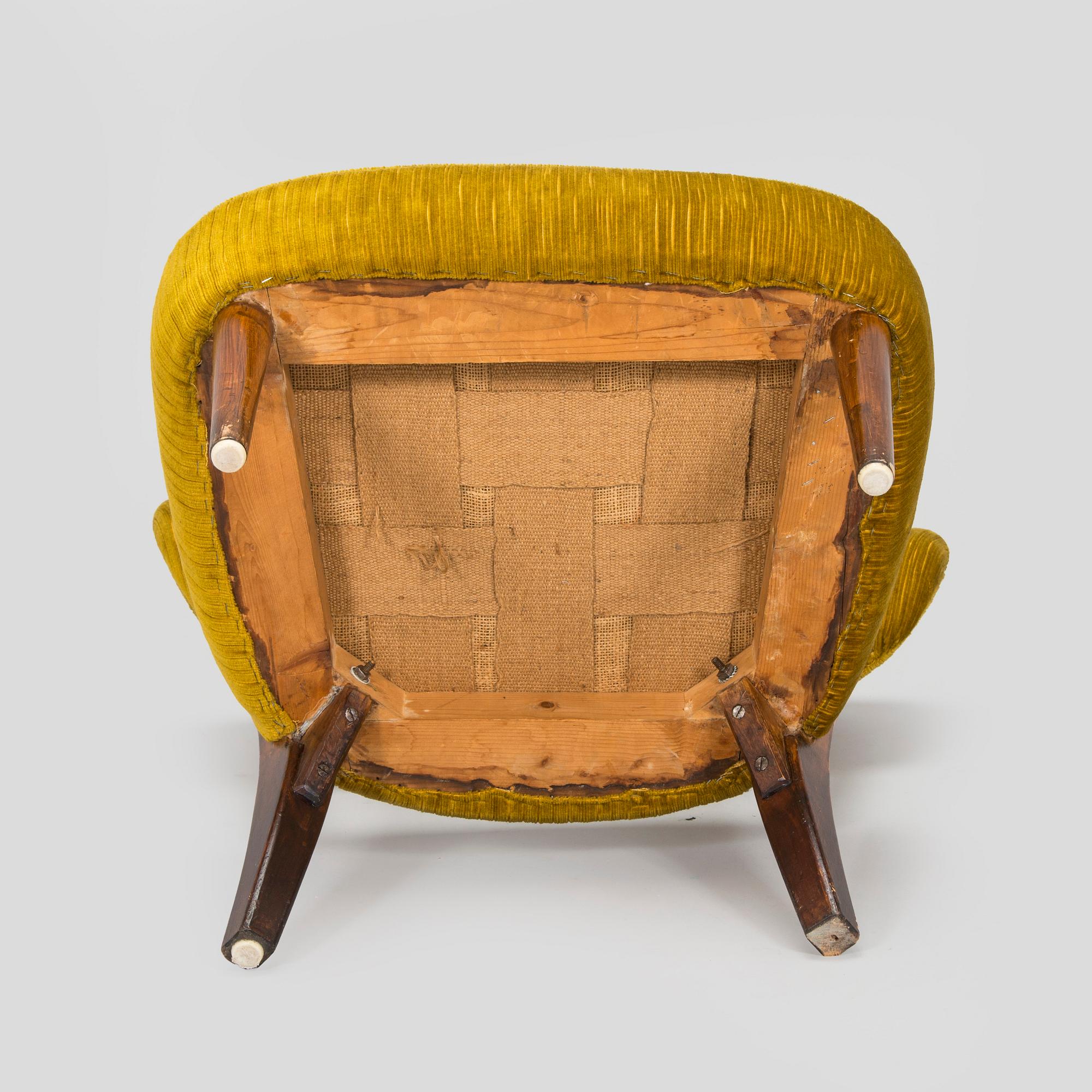 Lisa Johansson-Pape, nojatuoli, "Käsityötuoli", valmistaja Oy Stockmann Ab, Keravan puusepäntehdas 1940-luku.