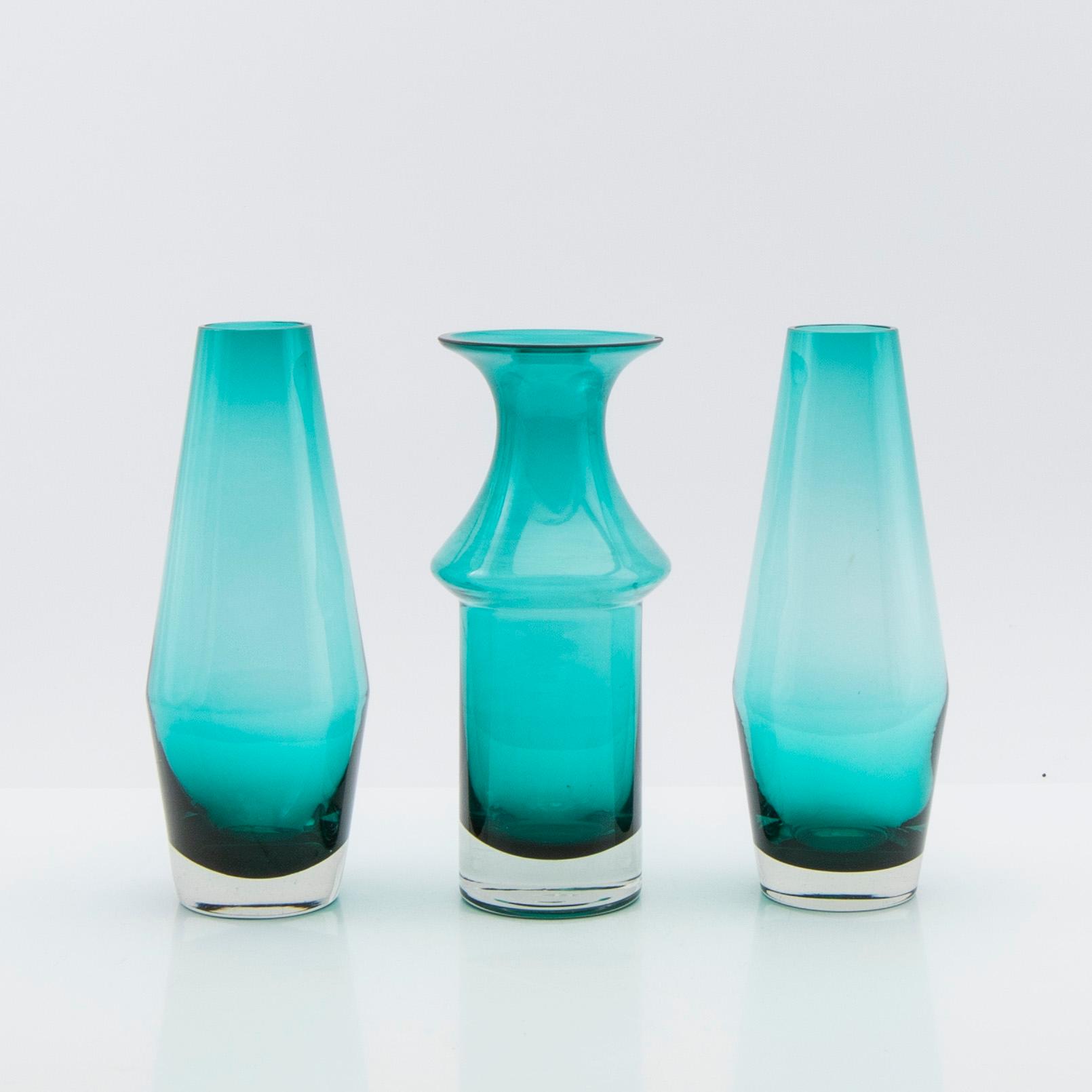 Tamara Aladin, Vases, 4 pcs, glass, Riihimäen Lasi, Finland, 1960s/70s.