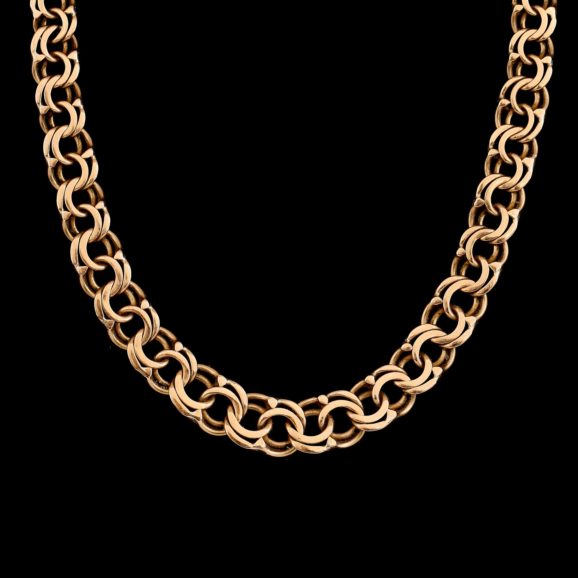 COLLIER, 18K guld, bismarcklänk.  Vikt ca 15 g.
