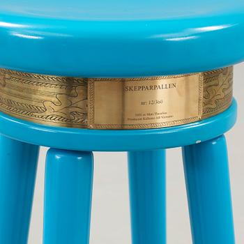 Mats Theselius, a turquoise lacquered 'Skipper stool', Källemo, Sweden, post 2001.