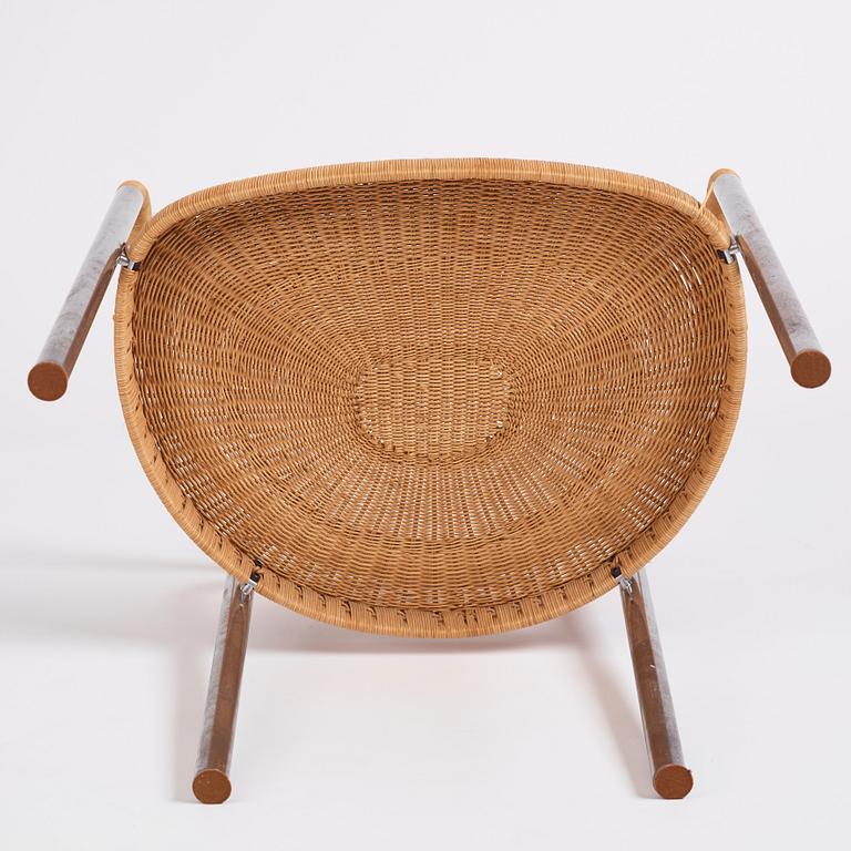 Poul Kjaerholm, a steel and rattan 'PK12' chair, E Kold Christensen, Denmark, early 1960s.