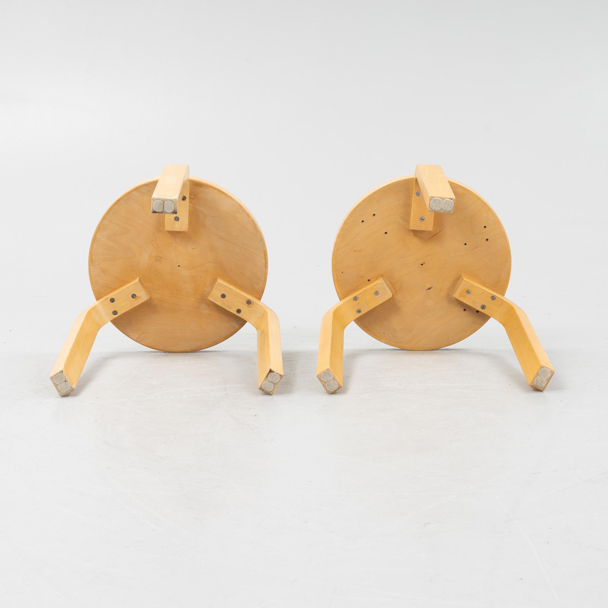 Alvar Aalto, a pair of model 60 stools, Artek, Finland.