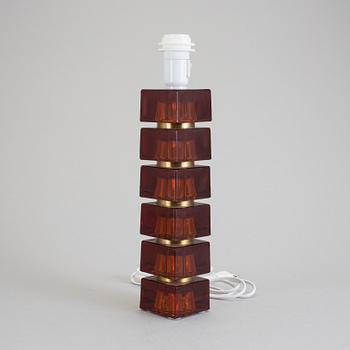 BORDSLAMPA, glas, Carl Fagerlund, Orrefors, 1960/70-tal.
