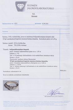 Ring, briljantslipad diamant ca 1,05 ct, 18K guld.