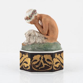 Gerhard Henning, A crying Faun porcelain figurine, Royal Copenhagen, Denmark, 1920's.