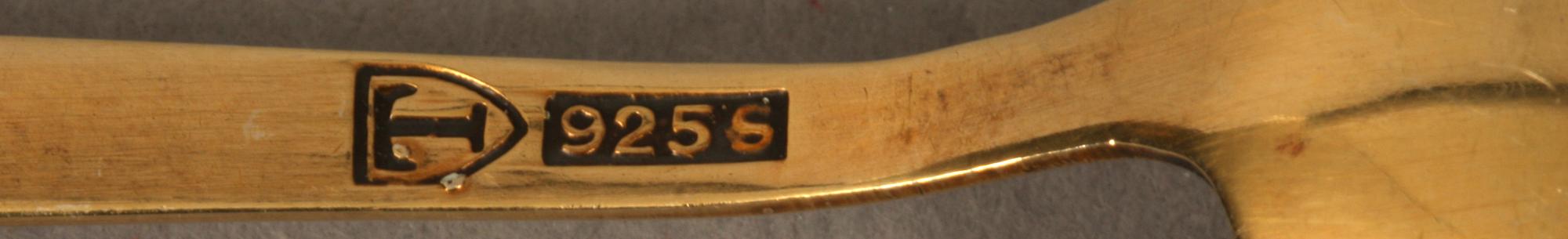 MOCCASKEDAR 6 st, emaljerat och förgyllt silver, N.M. Thune, Norge.