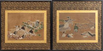 A set of two framed 'Kano School' paintings, Japan, circa 1900.